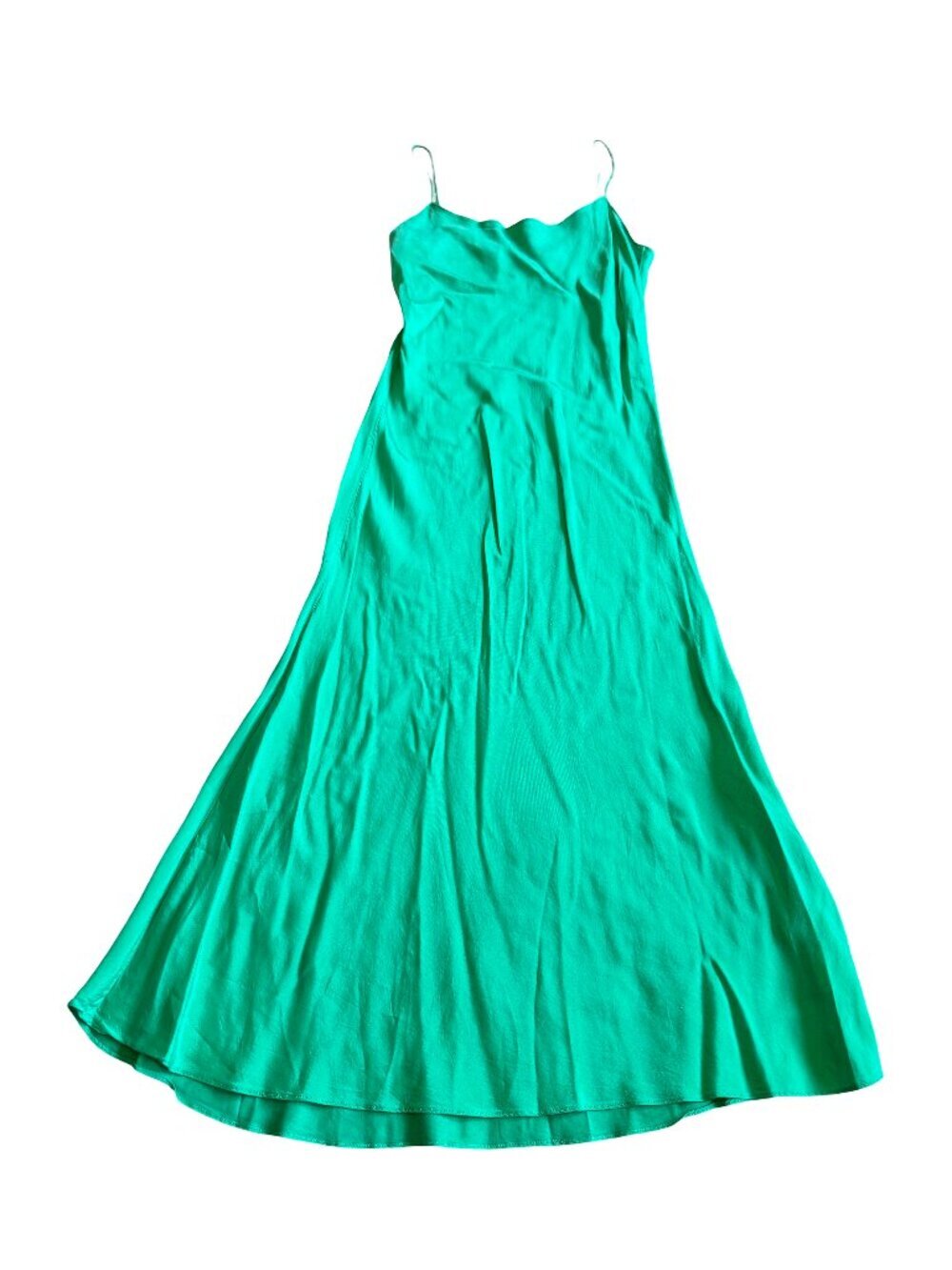 J. Crew Bold Green Midi Dress Spaghetti Strap Flowy Wedding Party Size 6 Women's